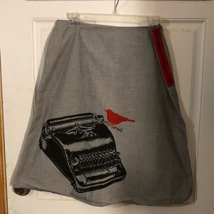 Cool grey skirt with typewriter & bird